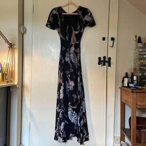 1990s Floral Bias Dress
